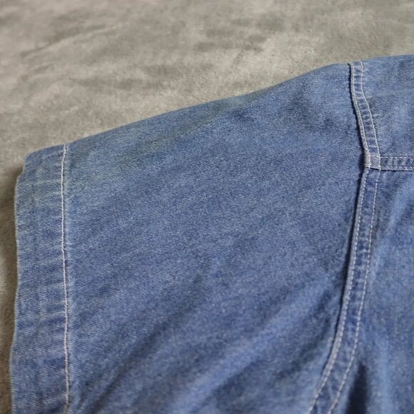 Vintage Let's Quizz Again Shirt Women's Small Blue Denim Embroidered Button Up - Picture 12 of 13